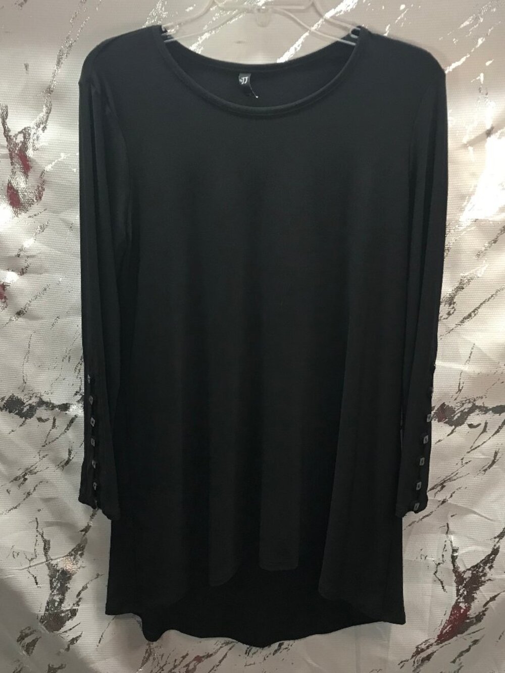 By JJ Women's Long Sleeve Blouse w/Button Sleeves